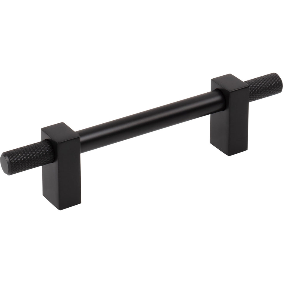 Jeffrey Alexander 698-96MB: 96mm cc Larkin Knurled Ends Bar Cabinet Pull - Matte Black