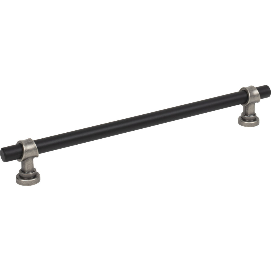 Top Knobs M2754: 8-13/16" cc Dakota Bit Cabinet Pull - Flat Black/Pewter Antique