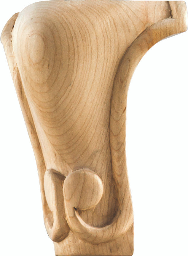 Hardware Resources WL50MP: 3-1/2" x 3-1/2" x 5" Carved Queen Ann Leg - Maple
