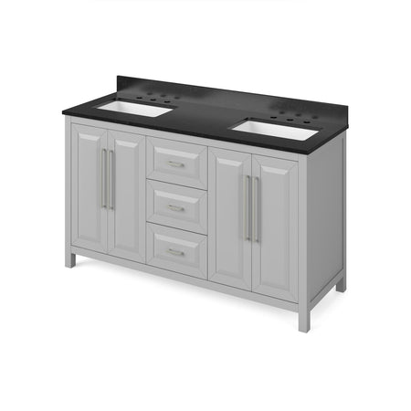 Jeffrey Alexander 60" Cade Double Bowl Vanity - Grey Cabinet with Black Granite Top