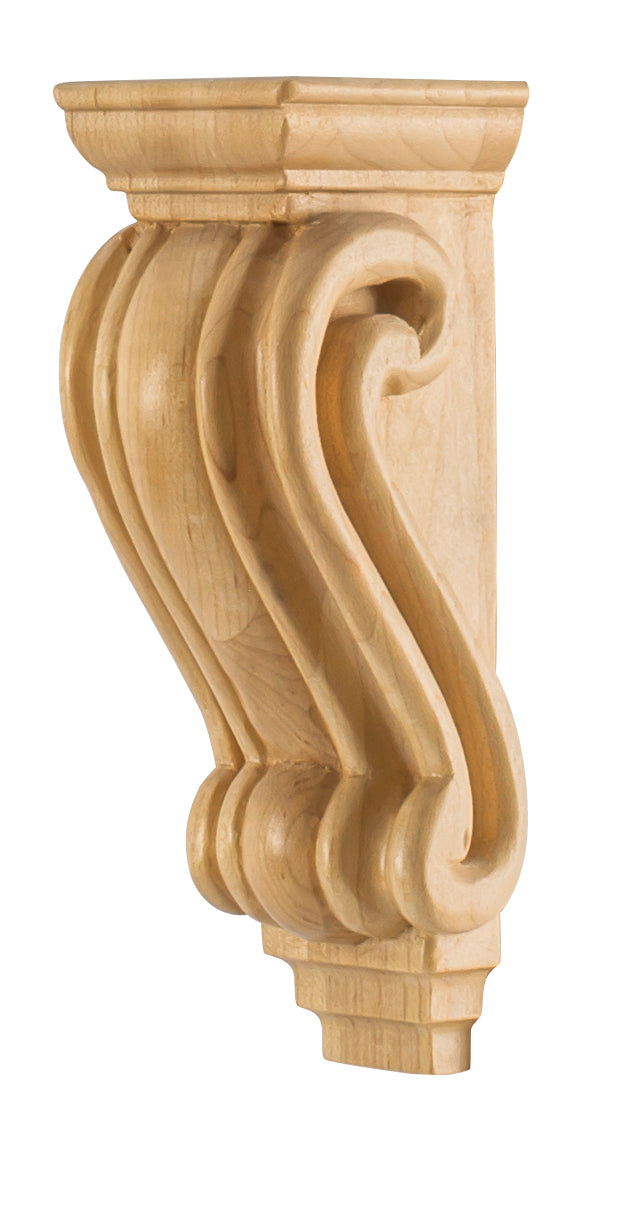 Hardware Resources CORC-PCH: 2-5/8 x 2-5/8" x 7" Scrolled Corbel - Cherry