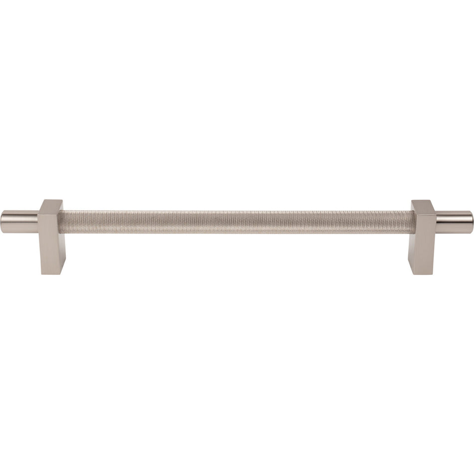 Jeffrey Alexander 598-12SN: 12" cc Larkin Knurled Center Appliance Pull - Satin Nickel