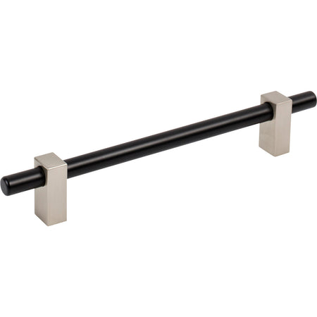 Jeffrey Alexander 478-160MBSN: 160mm cc Larkin Bar Cabinet Pull - Satin Nickel/Matte Black