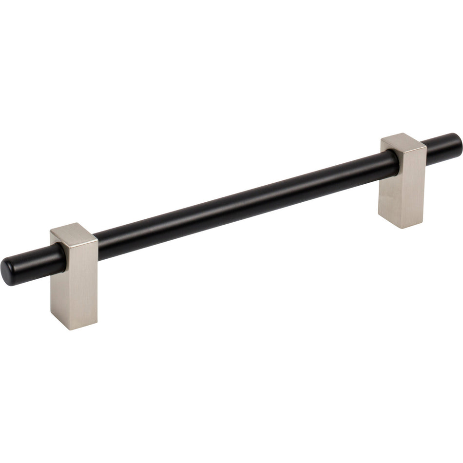 Jeffrey Alexander 478-160MBSN: 160mm cc Larkin Bar Cabinet Pull - Satin Nickel/Matte Black