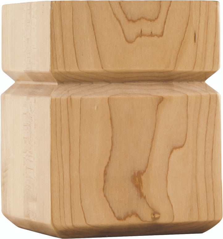 Hardware Resources BF33ALD: 3-1/2" x 4-1/2" Square Grooved Shaker Bun Foot - Alder