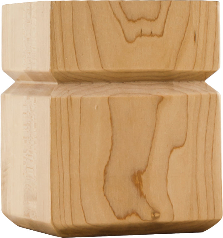 Hardware Resources BF33MP: 3-1/2" x 4-1/2" Square Grooved Shaker Bun Foot - Maple