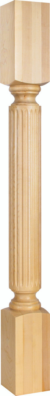 Hardware Resources P22RW: 3-1/2" x 3-1/2" x 35-1/4" Fluted Post - Rubberwood