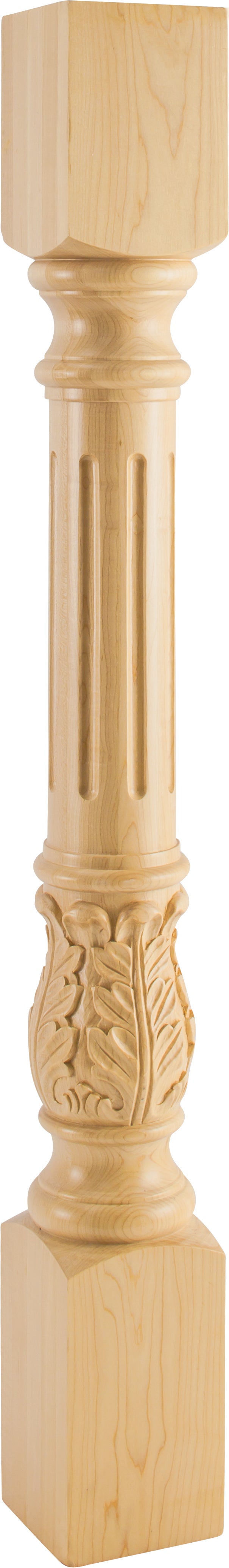 Hardware Resources P23ALD: 4" x 4" x 35-1/2" Fluted Acanthus Post - Alder