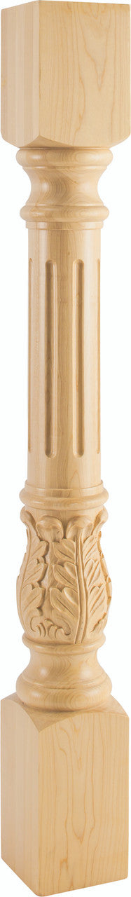 Hardware Resources P23CH: 4" x 4" x 35-1/2" Fluted Acanthus Post - Cherry