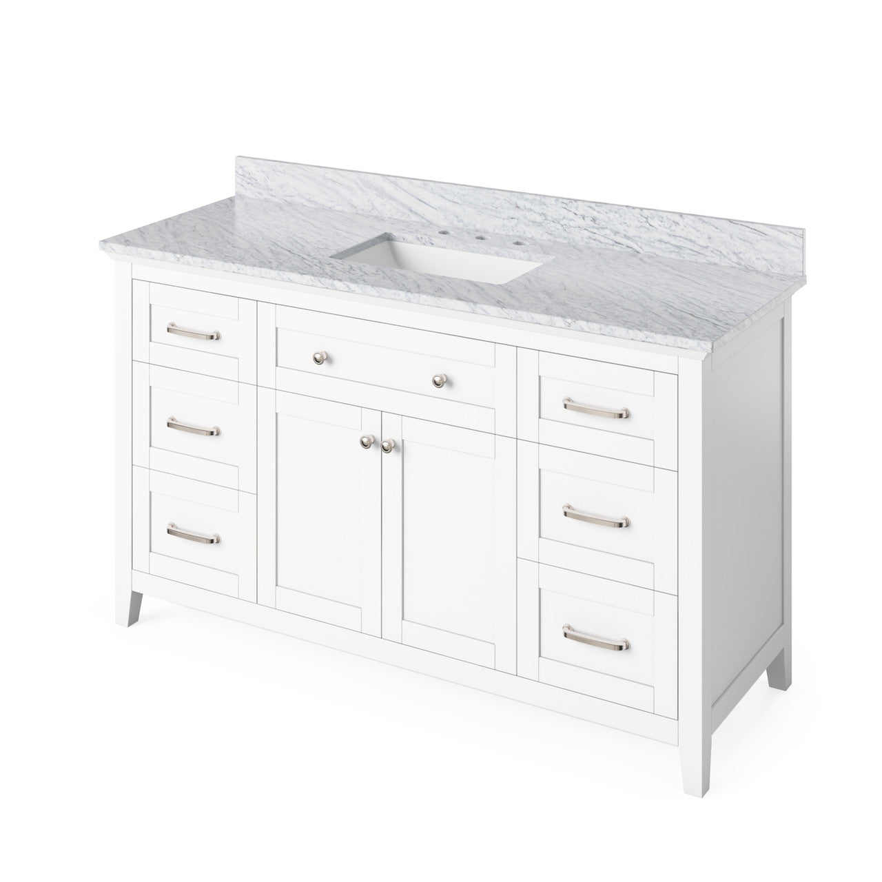Jeffrey Alexander 60" Chatham Single Bowl Vanity - Grey Cabinet with White Carrara Marble Top