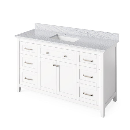 Jeffrey Alexander 60" Chatham Single Bowl Vanity - Grey Cabinet with White Carrara Marble Top