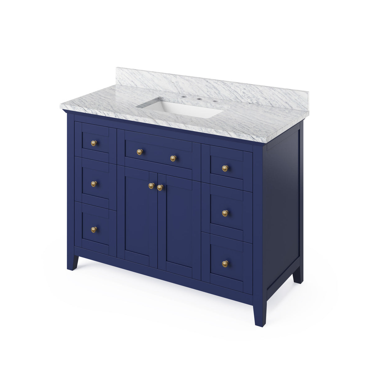 Jeffrey Alexander 48" Chatham Single Bowl Vanity - Hale Blue Cabinet with White Carrara Marble Top