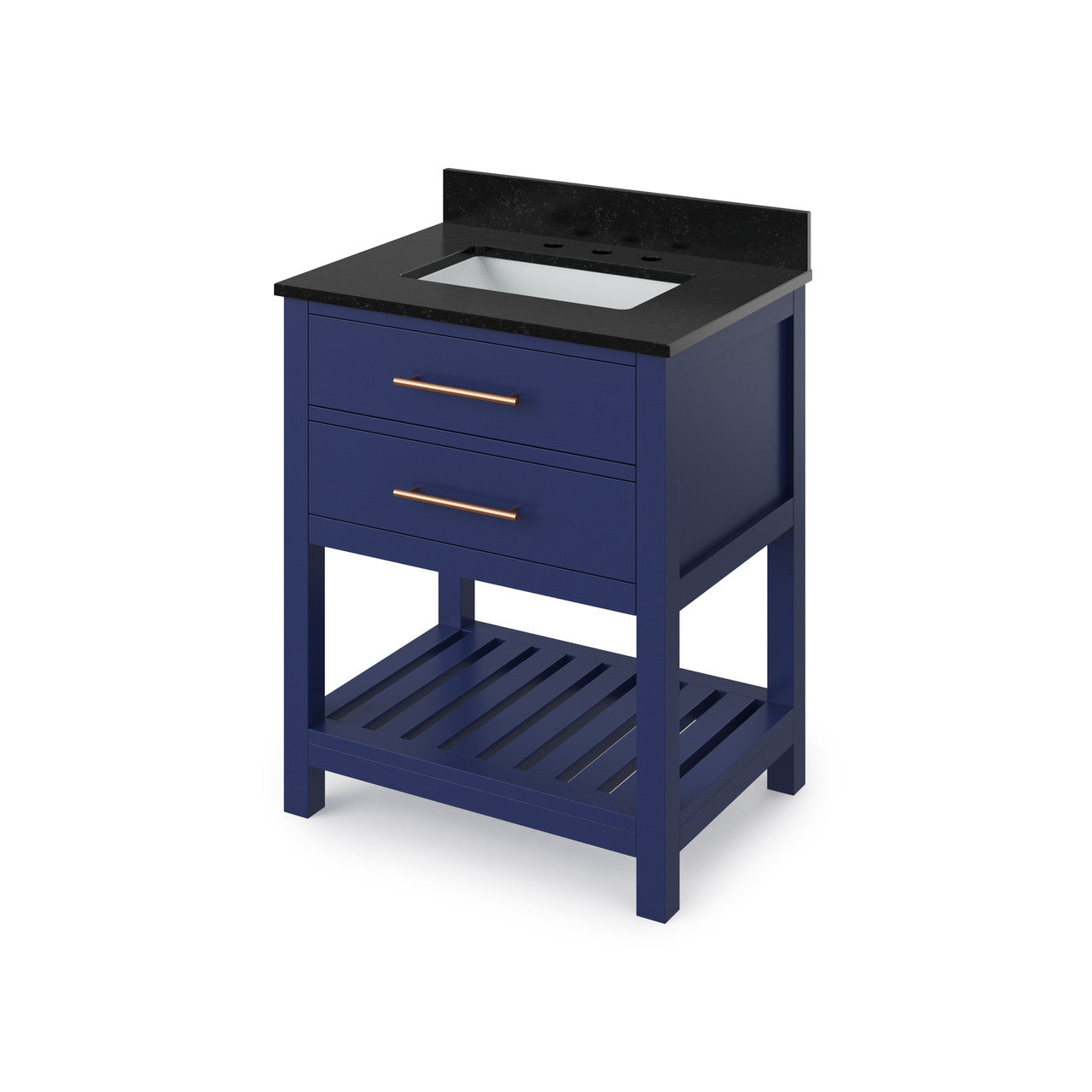Jeffrey Alexander 30" Wavecrest Single Bowl Vanity - Hale Blue Cabinet with Black Granite Top