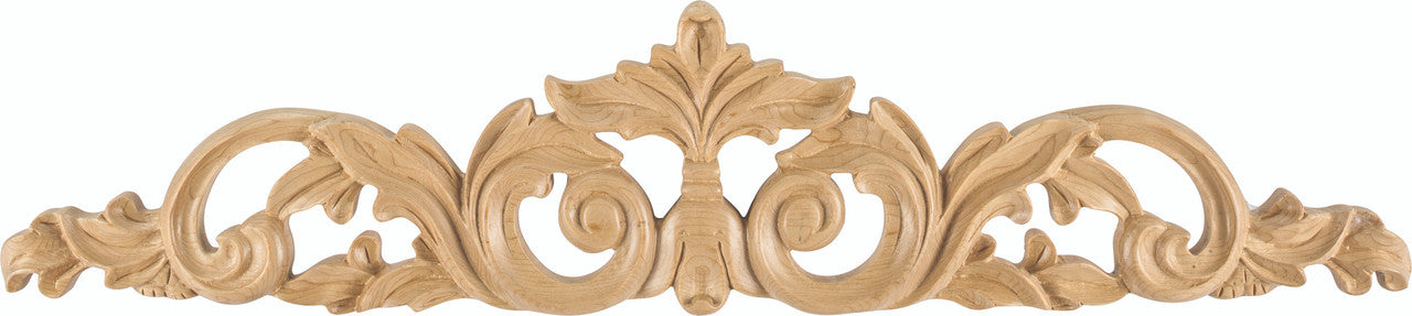 Hardware Resources ONL-02-24RW: 24" x 3/4" x 5" Acanthus Onlay - Rubberwood