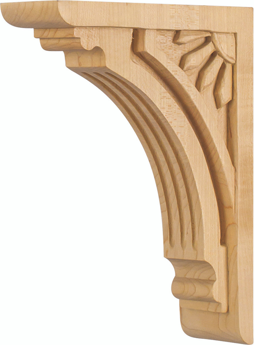 Hardware Resources COR5-2RW: 2" x 6" x 8" Art Deco Corbel - Rubberwood