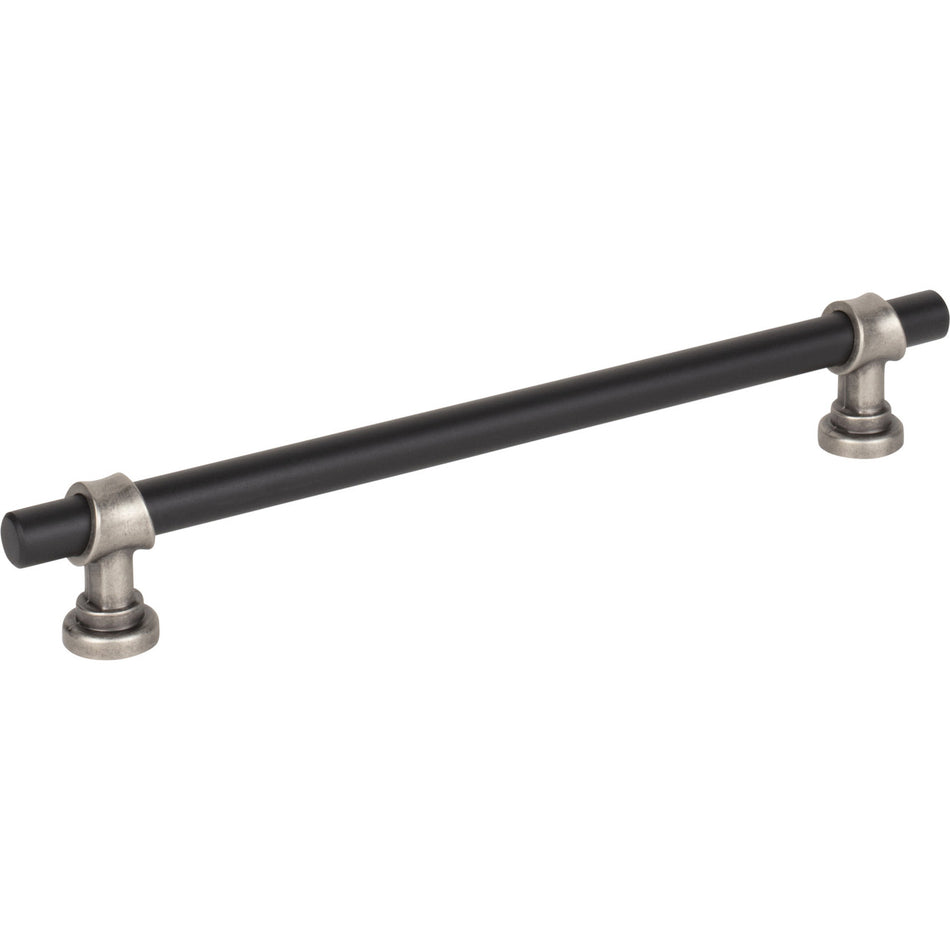 Top Knobs M2742: 7-9/16" cc Dakota Bit Cabinet Pull - Flat Black/Pewter Antique