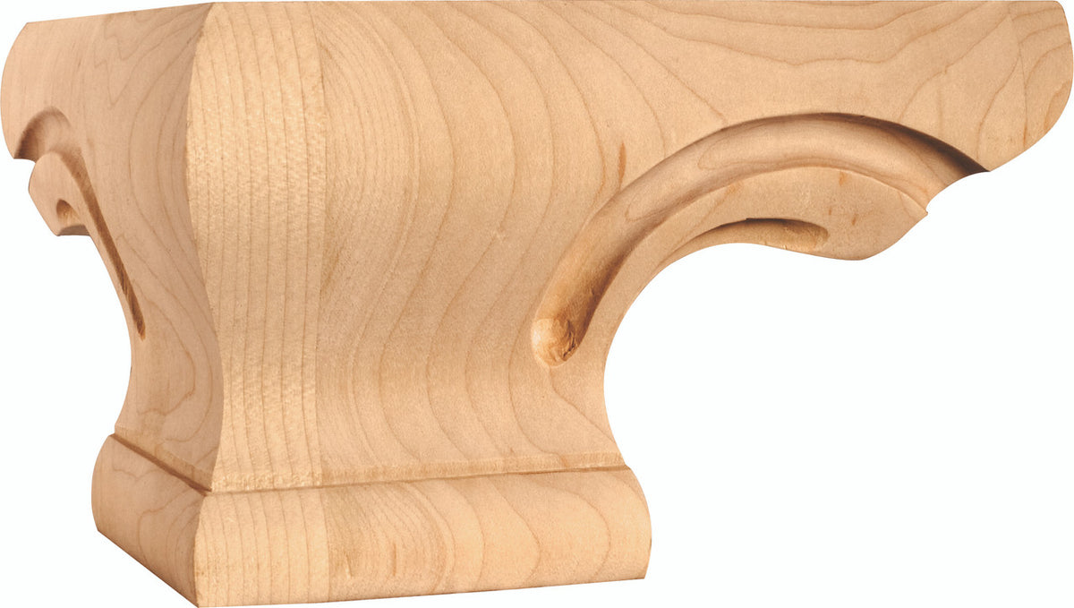 Hardware Resources PFCS-MP: 6-3/4" x 6-3/4" x 4" Corner Pedestal Foot - Maple
