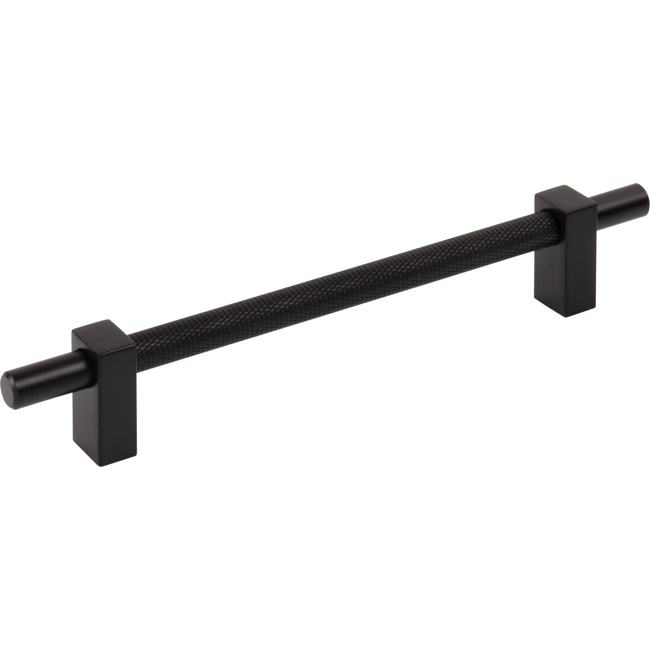 Jeffrey Alexander 598-160MB: 160mm cc Larkin Knurled Center Bar Cabinet Pull - Matte Black