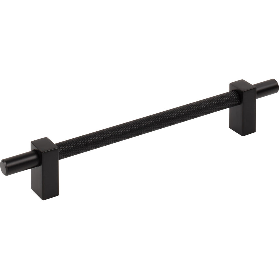 Jeffrey Alexander 598-160MB: 160mm cc Larkin Knurled Center Bar Cabinet Pull - Matte Black