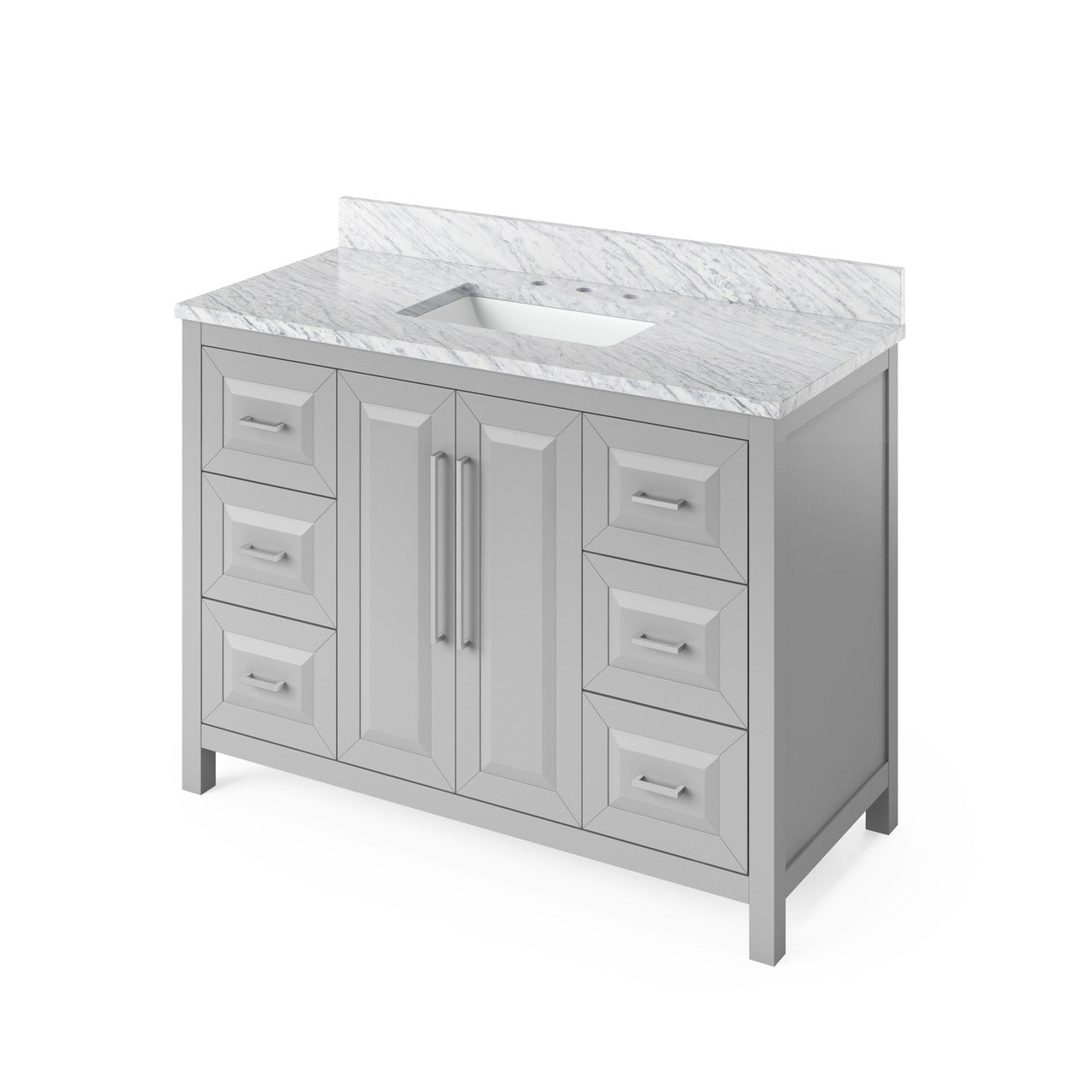 Jeffrey Alexander 48" Cade Single Bowl Vanity - Grey Cabinet with White Carrara Marble Top