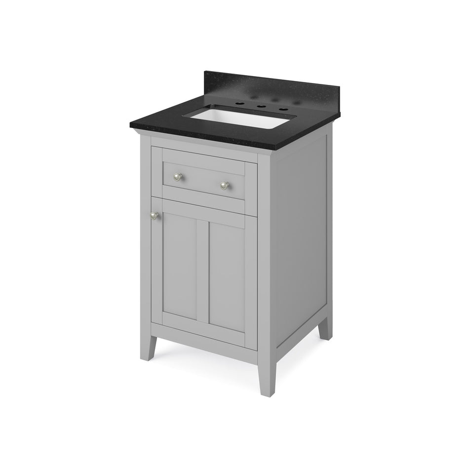 Jeffrey Alexander 24" Chatham Single Bowl Vanity - Grey Cabinet with Black Granite Top