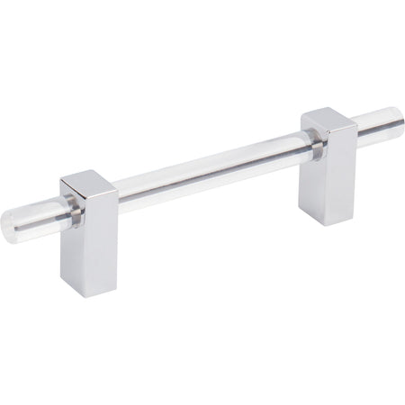 Jeffrey Alexander 578-96PC: 96mm cc Spencer Bar Cabinet Pull - Polished Chrome/Clear Acrylic