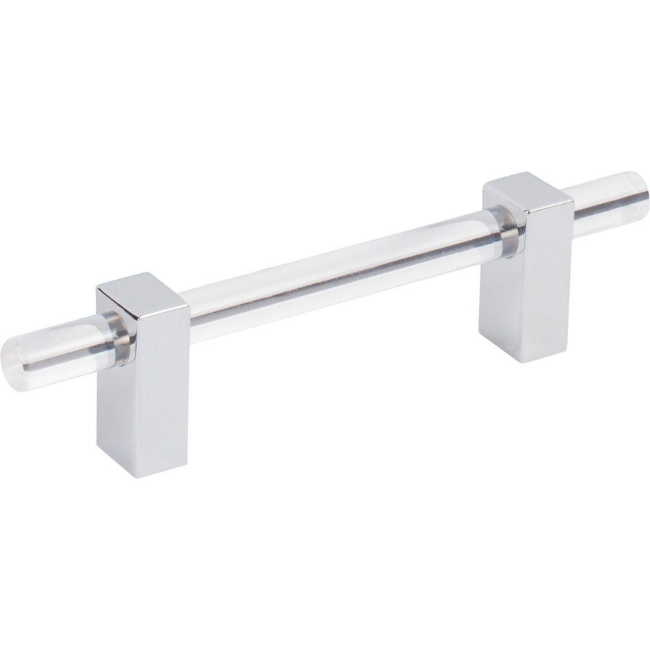 Jeffrey Alexander 578-96PC: 96mm cc Spencer Bar Cabinet Pull - Polished Chrome/Clear Acrylic