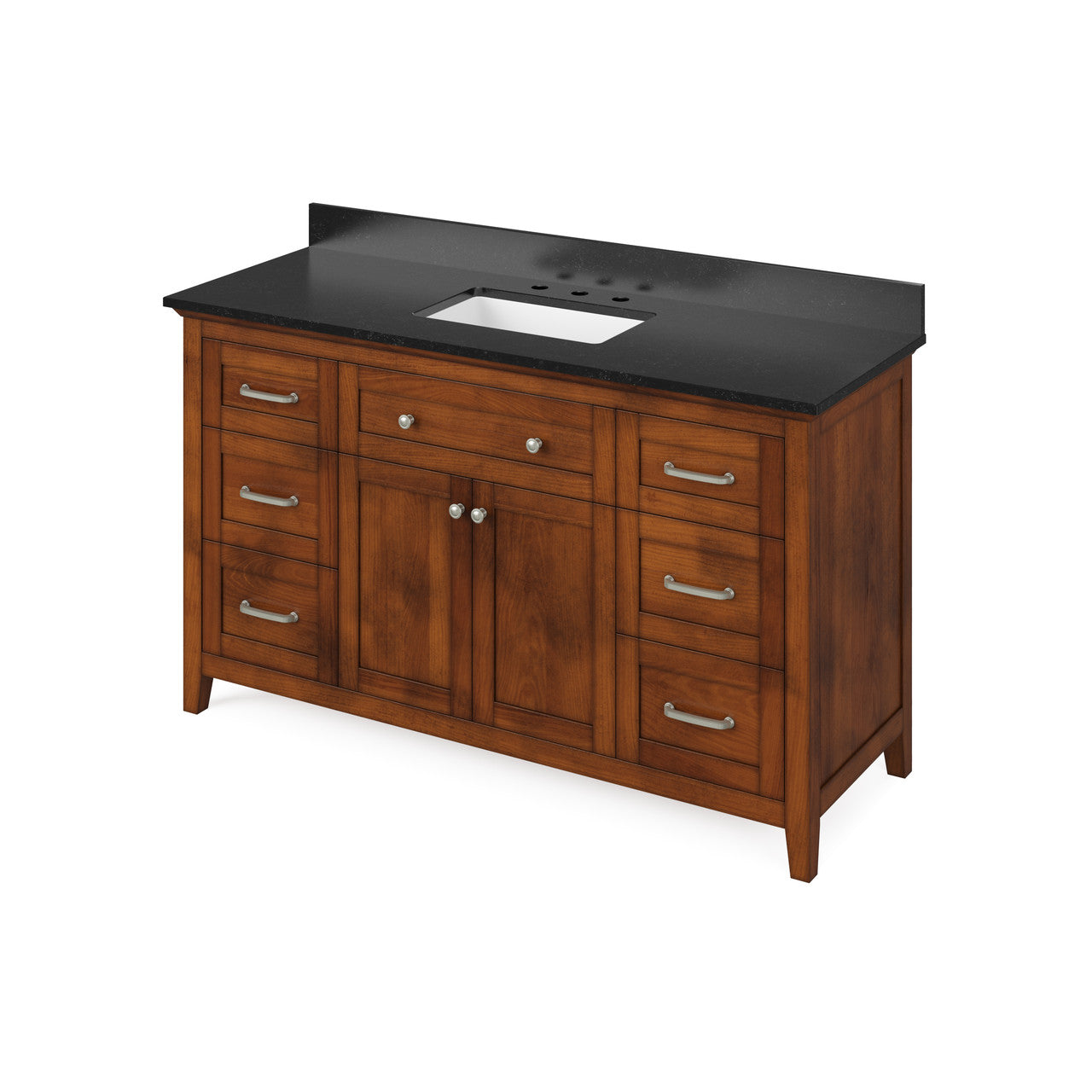 Jeffrey Alexander 60" Chatham Single Bowl Vanity - Chocolate Cabinet with Black Granite Top