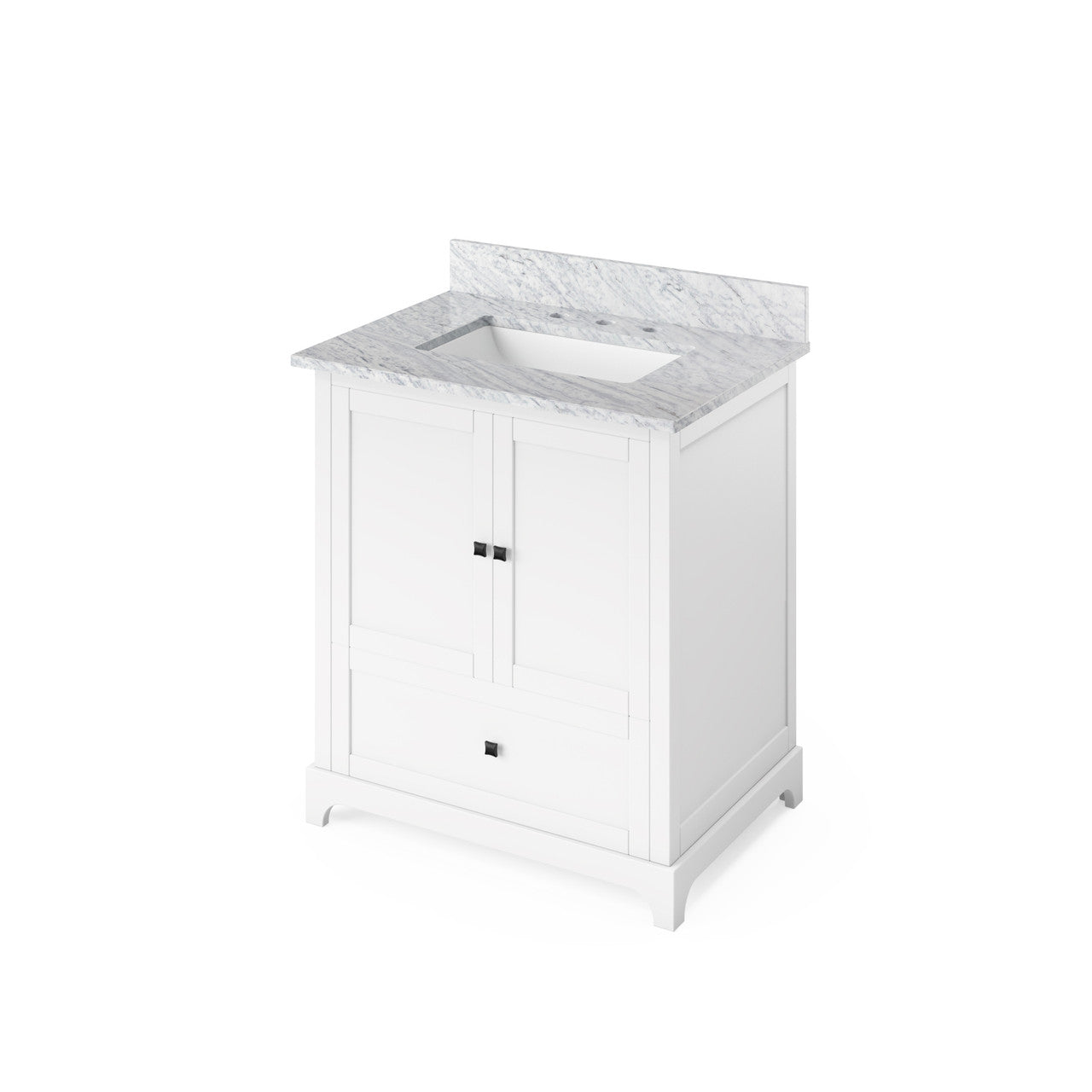 Jeffrey Alexander 30" Addington Single Bowl Vanity - White Cabinet with White Carrara Marble Top