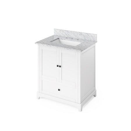 Jeffrey Alexander 30" Addington Single Bowl Vanity - White Cabinet with White Carrara Marble Top