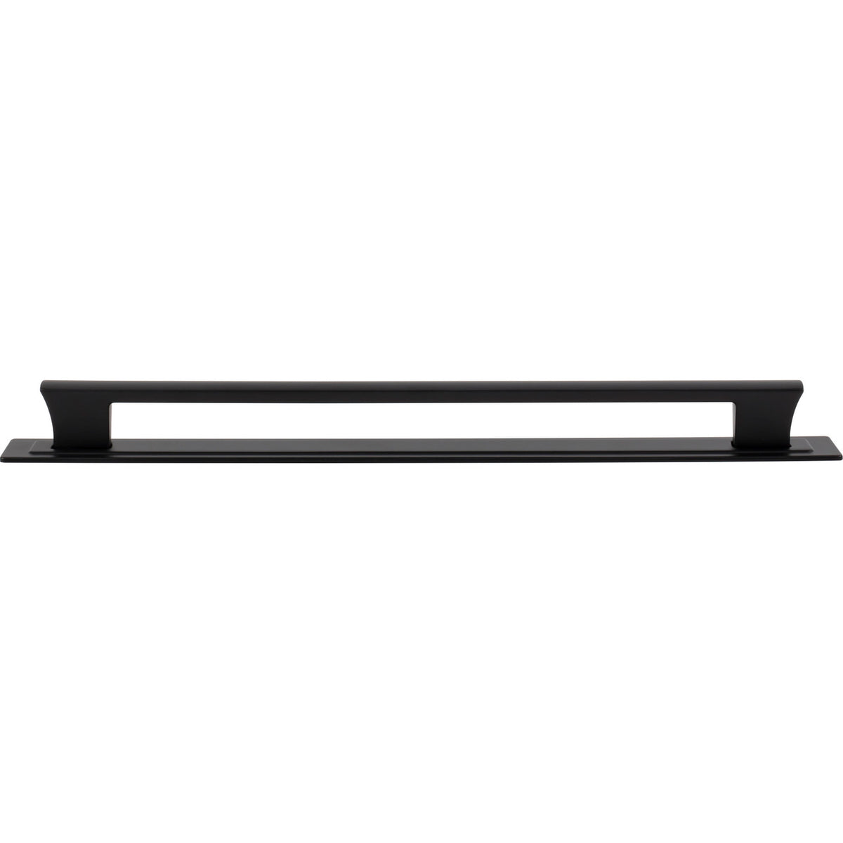 Atlas A6007-BL: 12" cc Zander Bar Cabinet Pull w/Backplate - Matte Black
