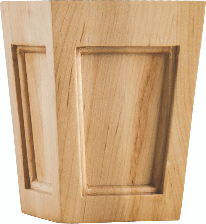 Hardware Resources Bf40RW: 3-1/2" x 3-1/2" x 4-1/2" Mission Bun Foot" - Rubberwood