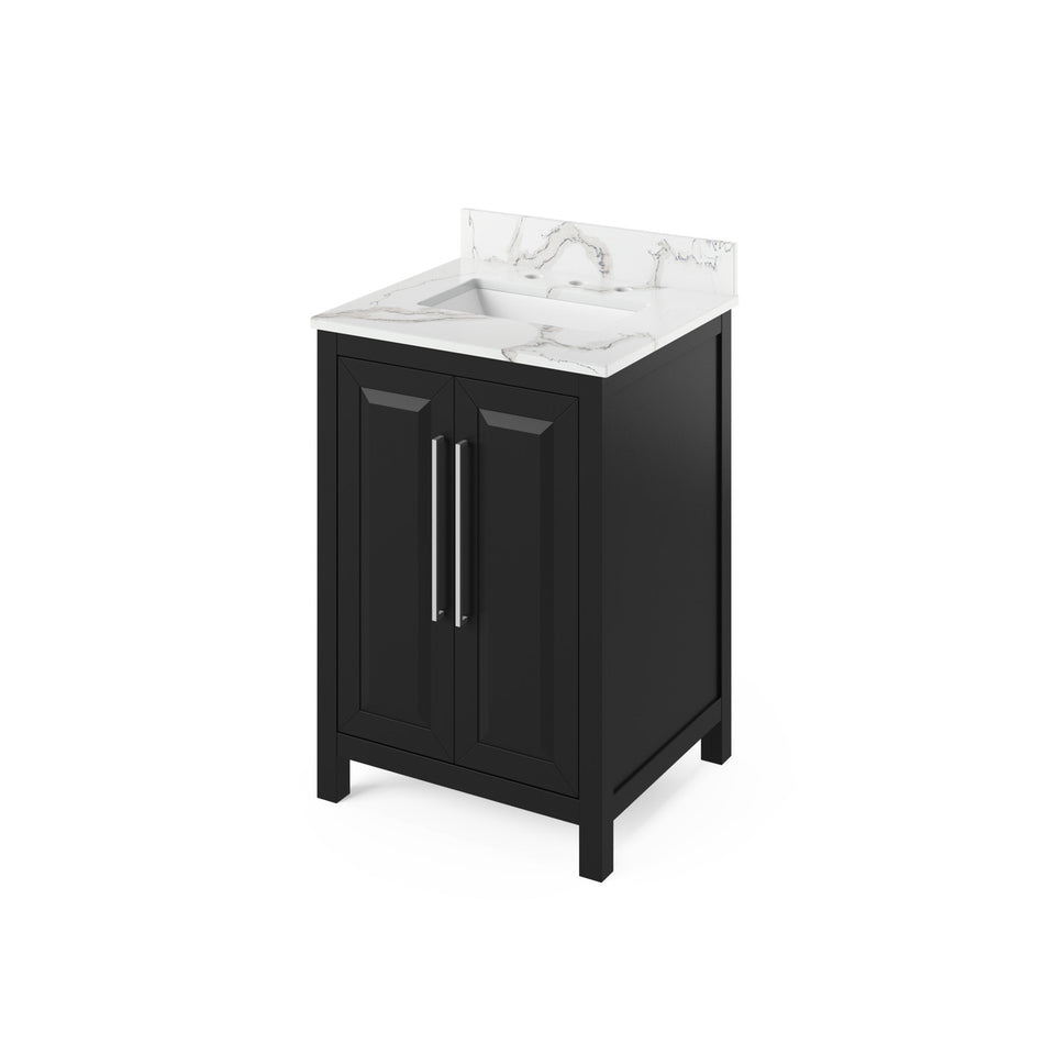 Jeffrey Alexander 24" Cade Single Bowl Vanity - Black Cabinet with Calacatta Vienna Quartz Top