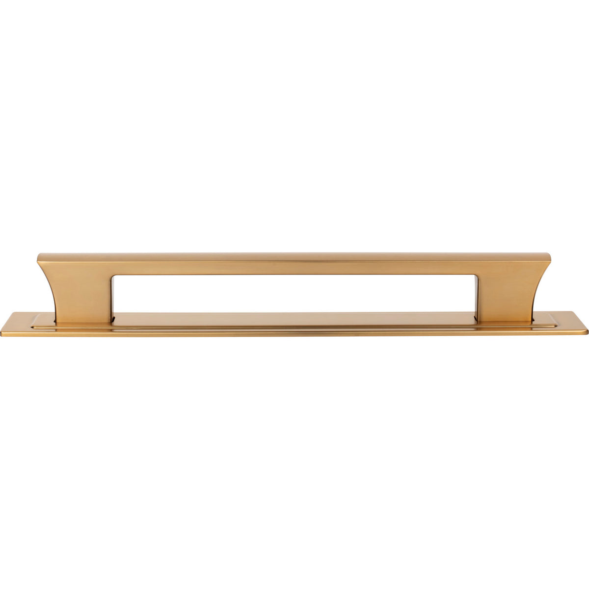 Atlas A6008-WB: 12" cc Zander Bar Appliance Pull w/Backplate - Warm Brass