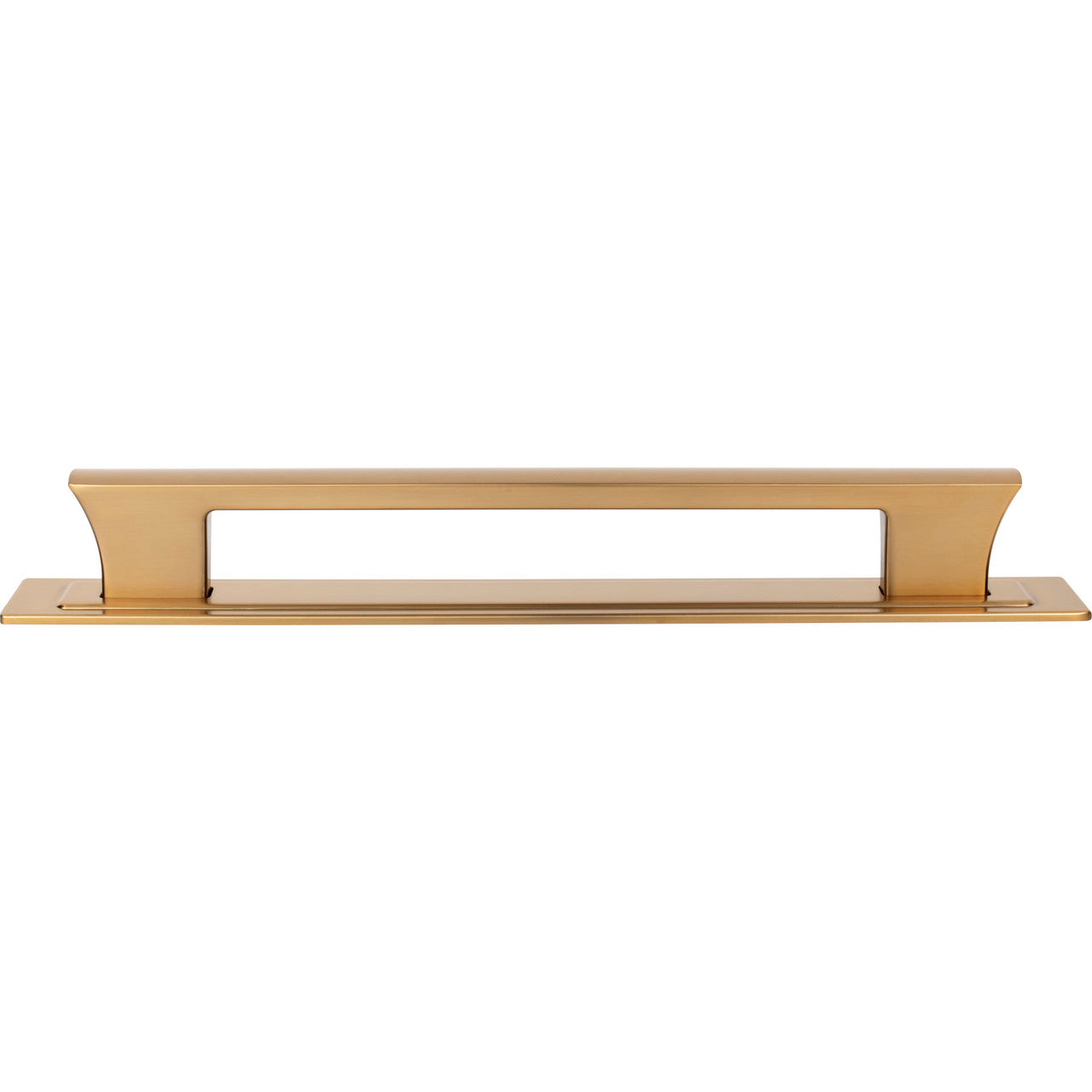 Atlas A6008-WB: 12" cc Zander Bar Appliance Pull w/Backplate - Warm Brass
