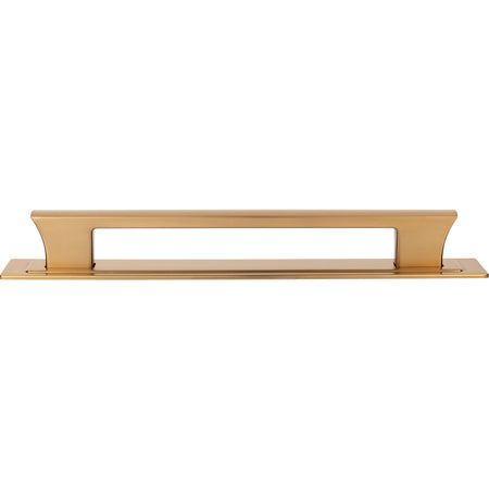 Atlas A6008-WB: 12" cc Zander Bar Appliance Pull w/Backplate - Warm Brass