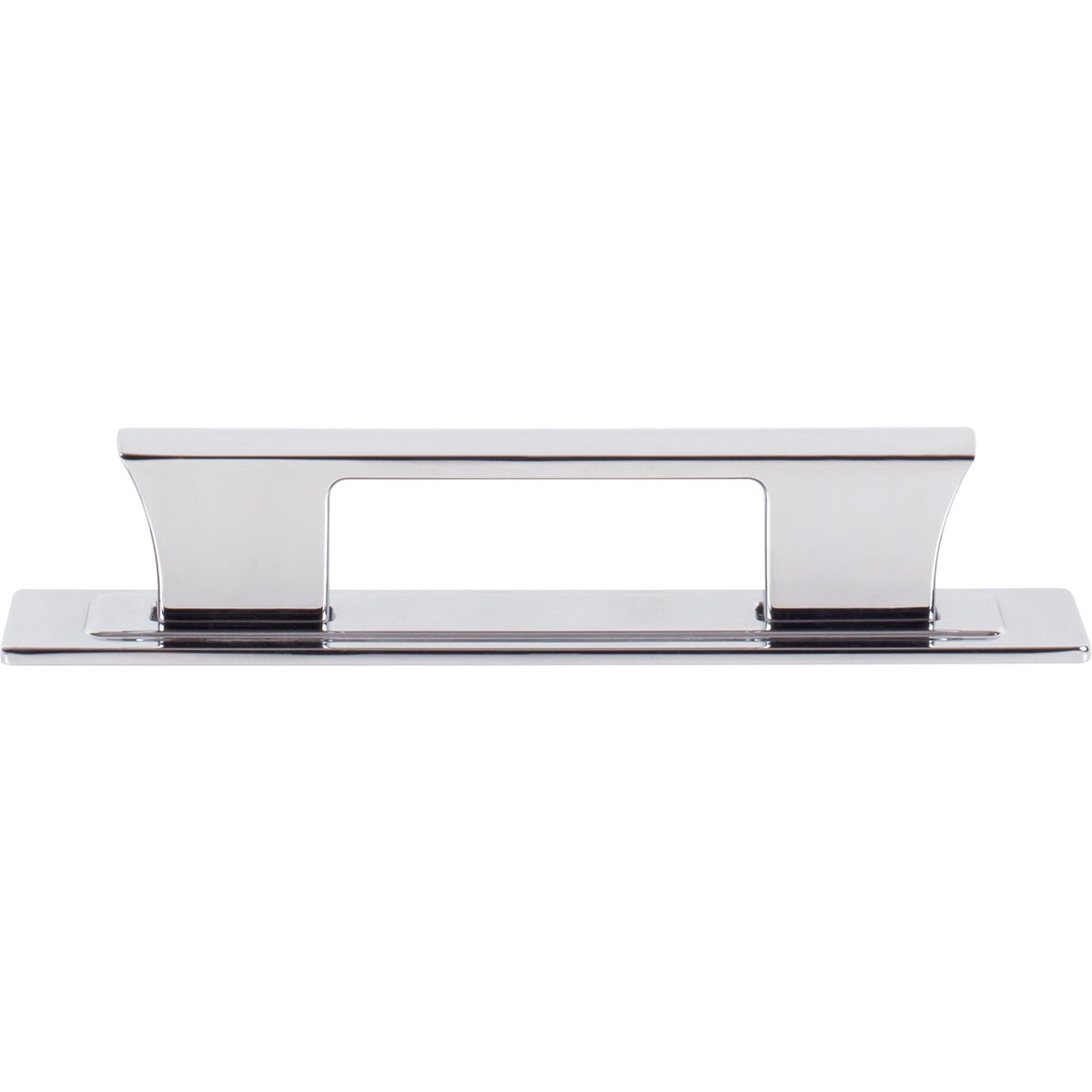 Atlas A6002-CH: 3-3/4" cc Zander Bar Cabinet Pull w/Backplate - Polished Chrome