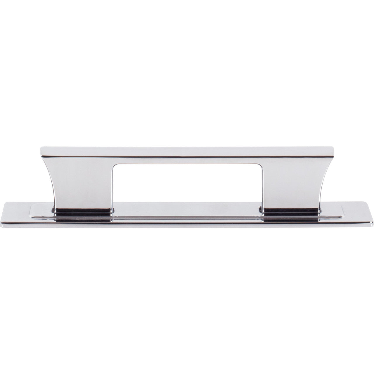 Atlas A6002-CH: 3-3/4" cc Zander Bar Cabinet Pull w/Backplate - Polished Chrome