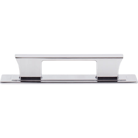 Atlas A6002-CH: 3-3/4" cc Zander Bar Cabinet Pull w/Backplate - Polished Chrome