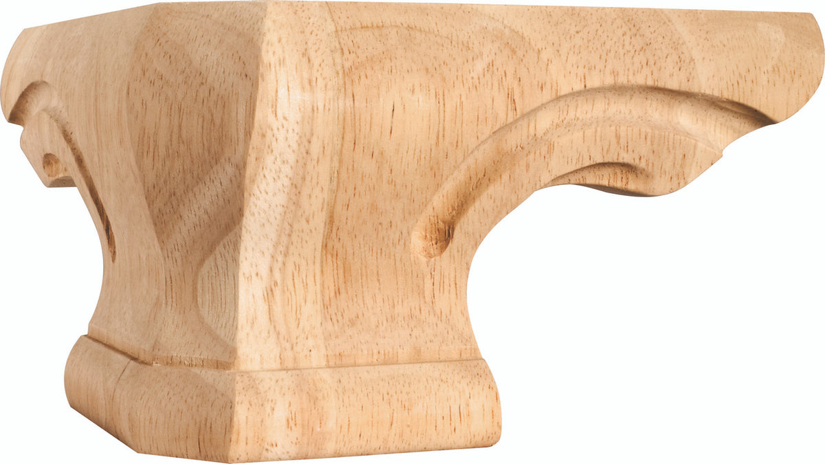 Hardware Resources PFC-OK: 6-3/4" x 6-3/4" x 4" Rounded Corner Pedestal Foot - Oak