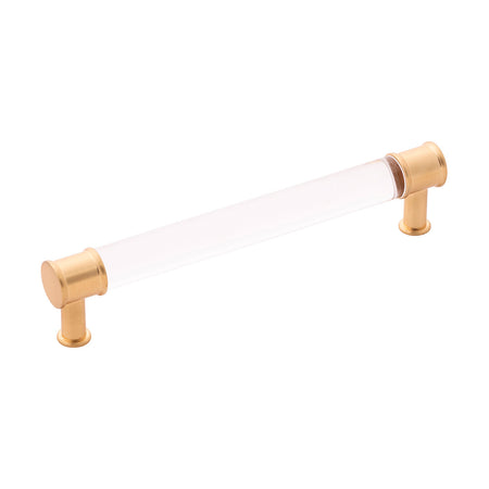 Hickory P3702-CABGB: 160mm cc Midway Cabinet Pull - Crysacrylic/Brushed Golden Brass
