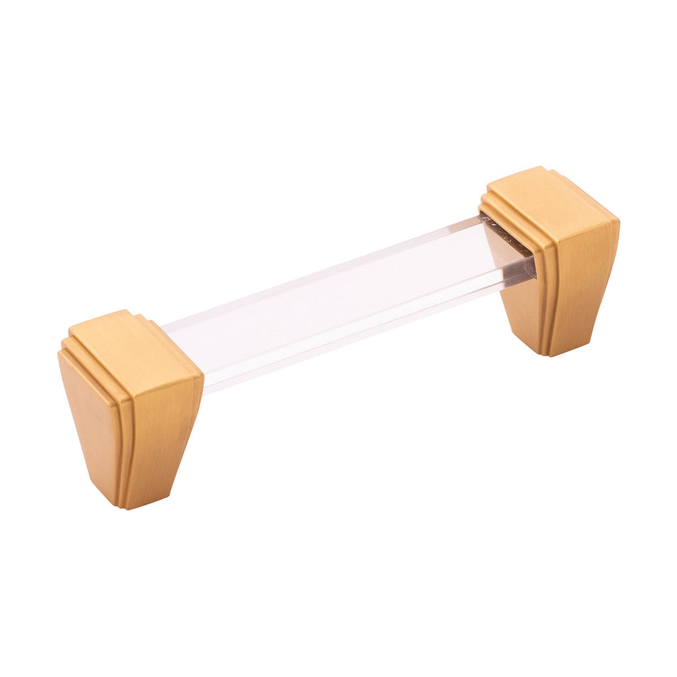 Belwith B077503-BGB: 96mm cc Belleclaire Cabinet Pull - Crysacrylic/Brushed Golden Brass