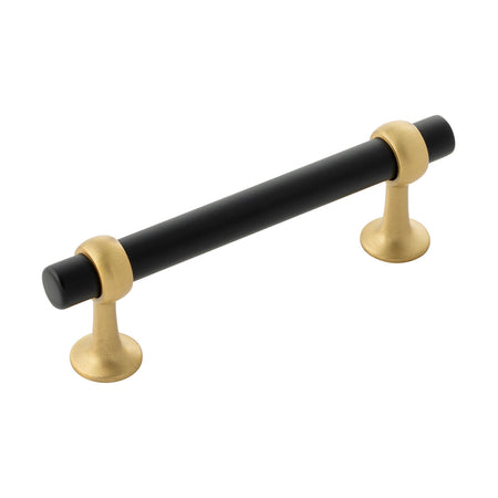 Belwith B077523-MBBGB: 96mm cc Ostia Cabinet Pull - Matte Black and Brushed Golden Brass
