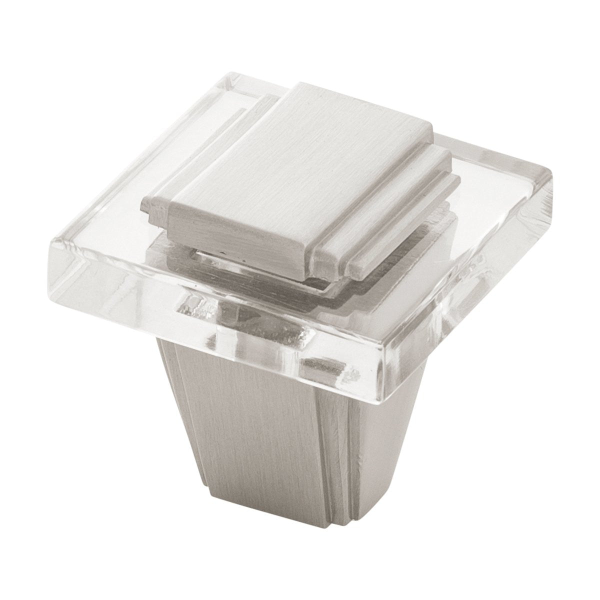 Belwith B077497-SN: 1-1/4" Belleclaire Cabinet Knob - Crysacrylic/Satin Nickel