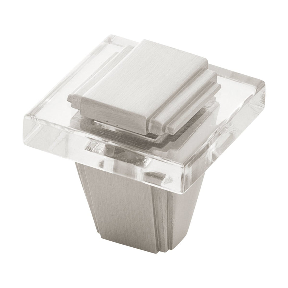 Belwith B077497-SN: 1-1/4" Belleclaire Cabinet Knob - Crysacrylic/Satin Nickel