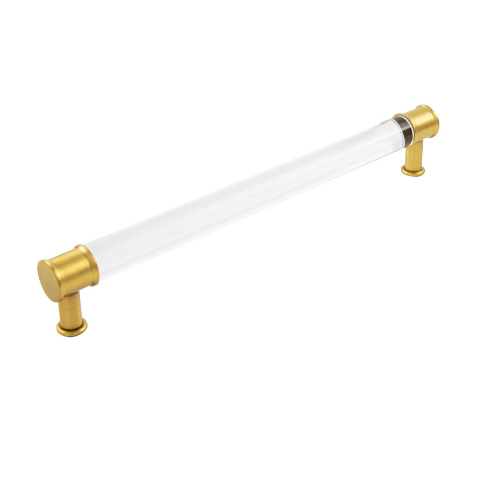 Hickory P3711-CABGB: 12" cc Midway Cabinet Pull - Crysacrylic/Brushed Golden Brass