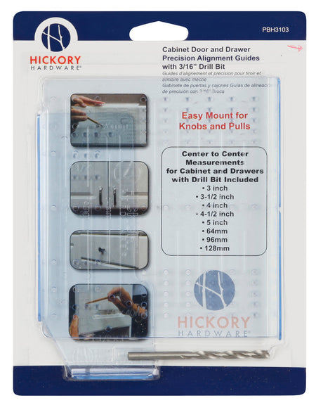 Hickory PBH3103: Mounting Templates Cabinet Door/Drawer Hardware Mounting Kit Cabinet Door/Drawer Mounting Kit - Clear Blue