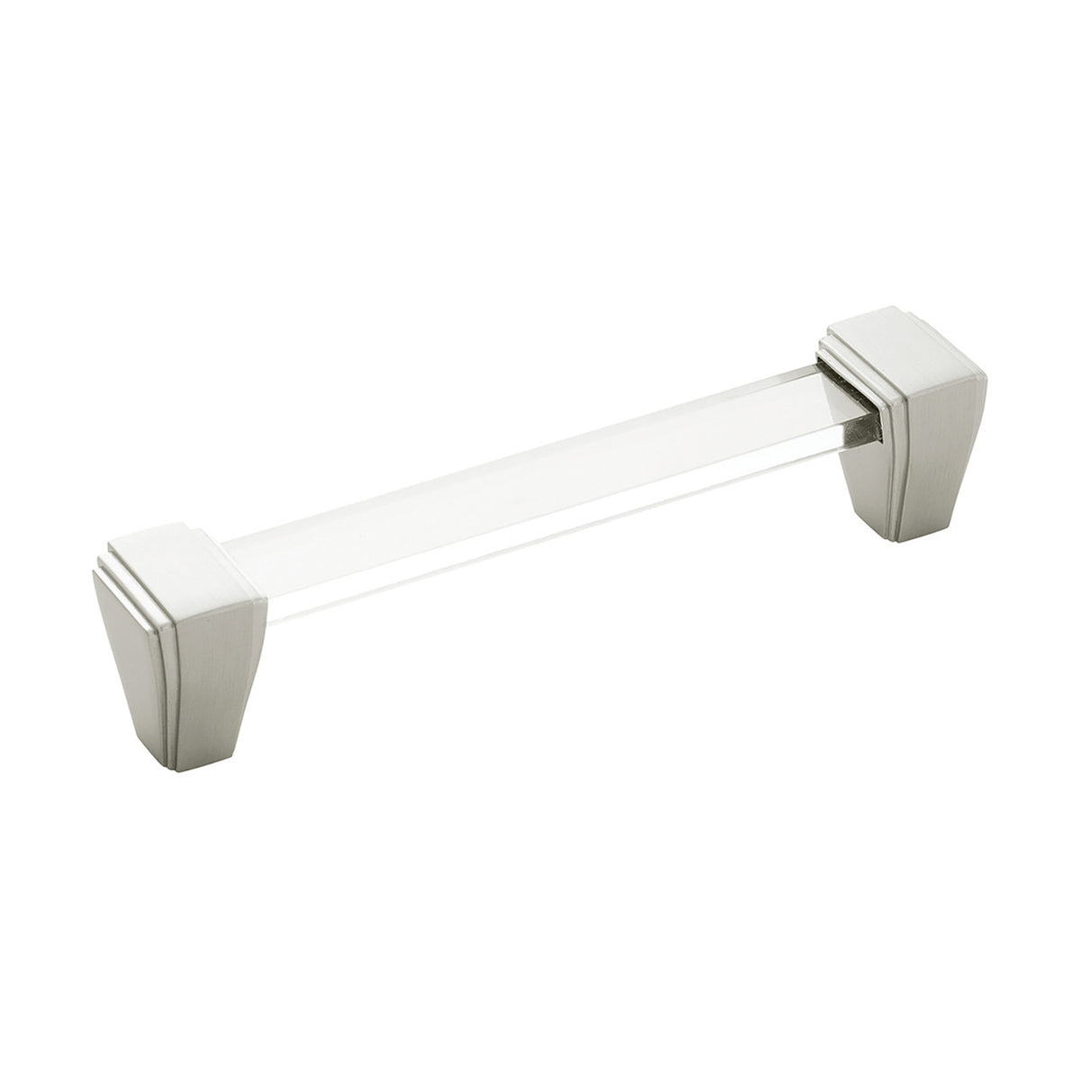 Belwith B077504-SN: 128mm cc Belleclaire Cabinet Pull - Crysacrylic/Satin Nickel
