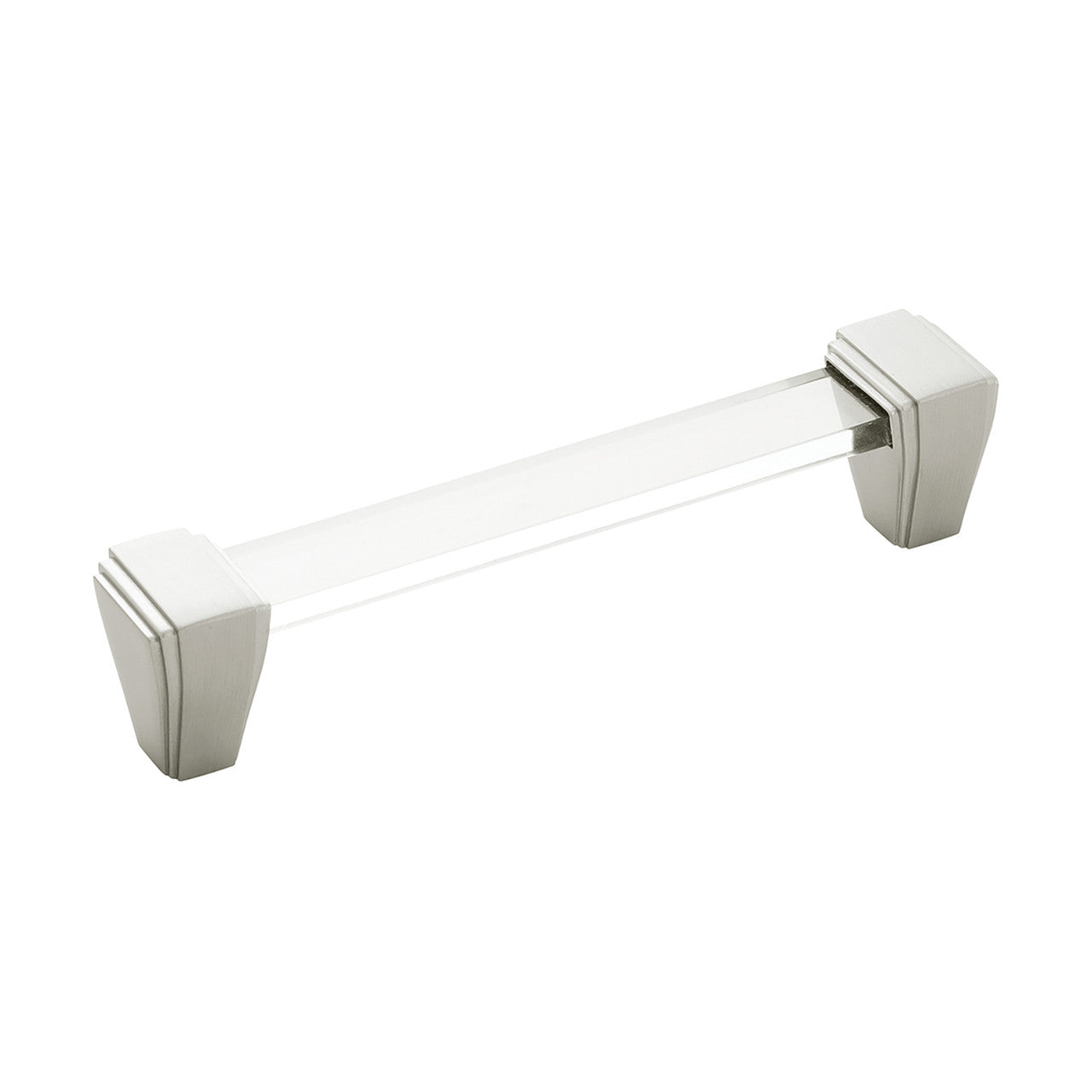 Belwith B077504-SN: 128mm cc Belleclaire Cabinet Pull - Crysacrylic/Satin Nickel