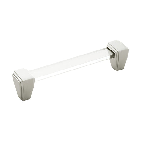 Belwith B077504-SN: 128mm cc Belleclaire Cabinet Pull - Crysacrylic/Satin Nickel